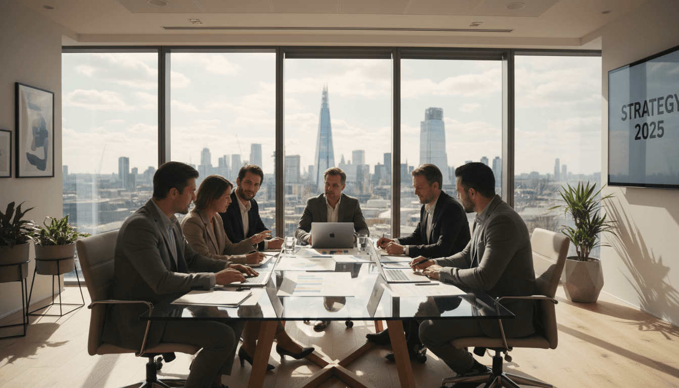 Green Kites Associates consultants collaborating in a London office during a strategy session